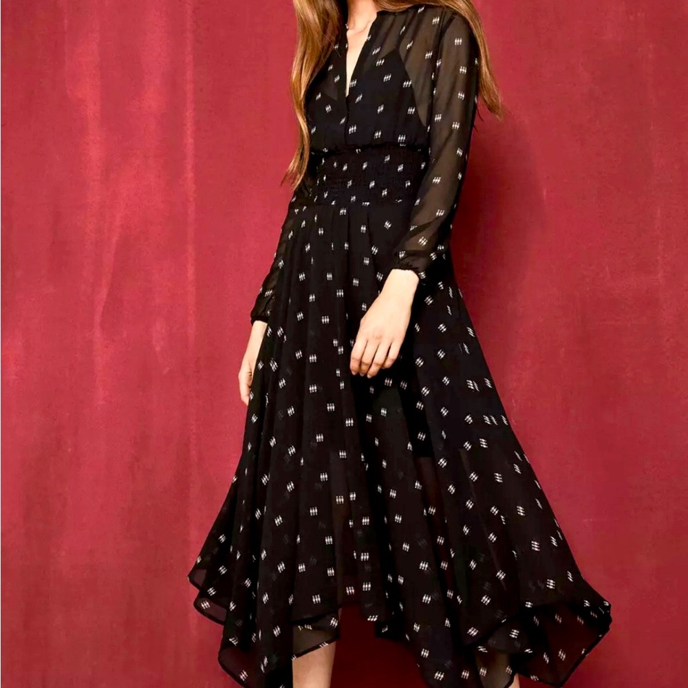Maje Ramini sheer chiffon maxi dress